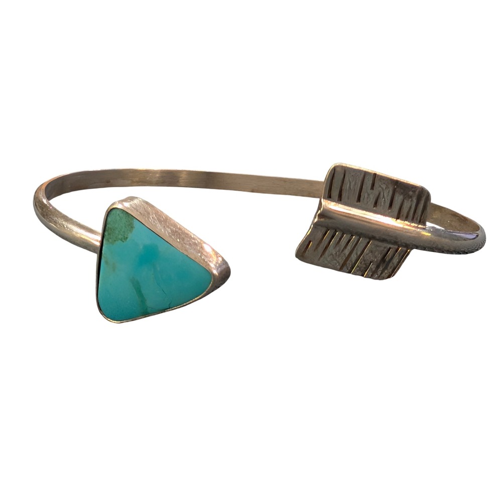 BCJ Cuff Bracelet Womens Sterling Silver Turquoise Arrow Bypass Native American